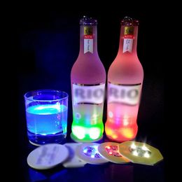 3M Stickers LED Coasters for Drinks Novelty Lighting Leds Bar Coaster Bottle Light Sticker Perfect Partys Wedding Bars (Blue) Wine CRESTECH168