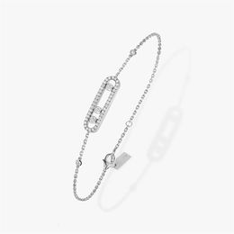 Charm Bracelets Classic Couples 3 Diamond Bracelet in Sterling Silver Moving diamonds Luxury French Jewellery Holiday Gifts 230207