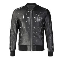 Giacca in ecopelle con teschio Cerniera da uomo Slim Fit Corto Hip Hop Casual Esterno Sport Designer Cappotto da motociclista Nero Biker Letters Fashion Luxur