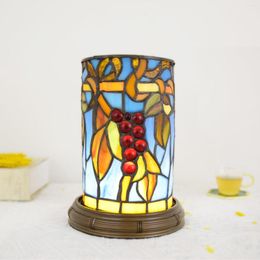 Table Lamps European Vintage Stained Glass LED Decorative Desk Lamp USB Three-tone Light El Book Room Bedside