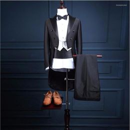 Men's Suits 5 Piece (Jacket Pants Vest Bow Tie Belt) 2023 High Quality Men Suit Tailcoat Men's Blazers Slim Fit Groom Wedding Prom