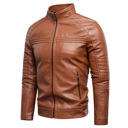 Men s Leather Faux Spring Brand Causal Vintage Warm Fleece Jacket Coat Autumn Outfit Motor Biker PU 4XL 230207