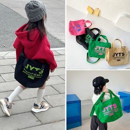 Children Letter canvas handbag 2023 girls travel large capacity crossbody bag good selling