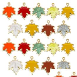 Charms 20Pcs Classics Mticolor Enamel Maple Leaf Alloy Oil Drip Pendants For Jewellery Making Necklaces Earrings Keychain Diy Craft Dr Dhhfz