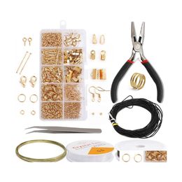 Clasps Hooks Alloy Accessories Jewellery Findings Set Making Tools Copper Wire Open Jump Rings Earring Hook Supplies Kits 766 Drop D Dh7Bf