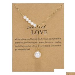 Pendant Necklaces Moon Star Pearl Tassel Adjustable Paper Card Necklace Letter Flower Dogeared Clavicle Chain Wholesale Drop Dhgarden Dhhtq