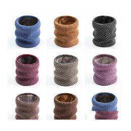 Scarves 2021 Plaid Knitted Winter Ring Neck Scarf Women Unisex Outdoor Sport Face Men Fur Snood Collar Bandana 1914 T2 Drop Delivery Dh3Ky