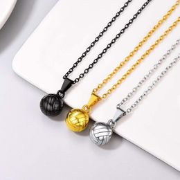 Pendant Necklaces Gpunk Stainless Steel Volleyball Chain Women Men Sport Fan Jewelry Gift Circle Round Ball NecklacePendant