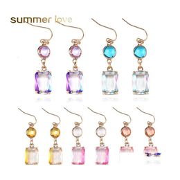 Dangle Chandelier Fashion Design Round Water Drop K9 Crystal Earrings For Women Colorf Rhinestone Gold Plate Hook Jewellery Gifts Del Dhlyp