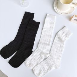 Women Socks Lolita White Long Stockings High Knee Leg Woman Sweet Cotton Stocking Dress Streetwear Calcetines