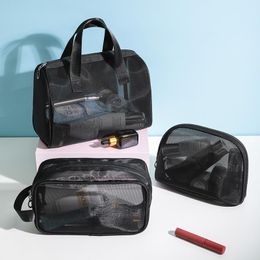 Storage Bags Black Travel Cosmetic Bag Women Zipper Make Up Transparent Makeup Case Organizer Pouch Toiletry Beauty Wash Kit