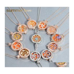 Pendant Necklaces Fashion Aroma Diffuser Open Necklace For Women Vintage Per Essential Oil Crystal Dreamcatcher Charm With 3Pcs Pad Dhjzy