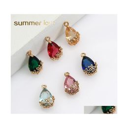 Charms Colorf K9 Crystal Glass Waterdrop For Necklace Earring Transparent With Metal Copper Pendants Diy Jewellery Drop Delivery Findi Dhatx