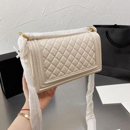 2023 Classic Women fashion Bags Small Flap Genuine Leather Lambskin V-stitch Quilted Boy Interwoven Chain bag Crossbody Shoulder Designer Aged/Gold wallet
