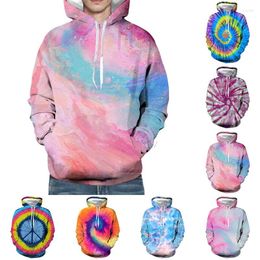 Men's Hoodies Tie-dye Sweater Drawstring Long Sleeve Top Fashion Hooded Pullover Sweatshirt