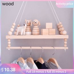 Bathroom Shelves Handcrafted Shelf Kids Room Hanging Bead Nordic Style Nursery Decoration Wall Girls Clothes Storage Rack 230207