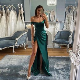 New Green Long Prom Dresses High Slit Off The Shoulder Sexy Occasion Dress For Women Plus Size Evening Party Gowns Customize