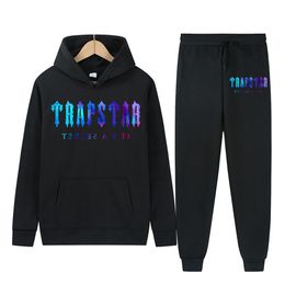 Men's Tracksuits Autumn Winter Tracksuit Men Women TRAPSTAR Printed Sportswear 16 Colors Warm Two-piece Loose Hooded SweaterPants Couple Sets 230207