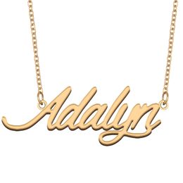 Adalyn Name necklace Personalised for women letter font Tag Stainless Steel Gold and Silver Customised Nameplate Necklace Jewellery