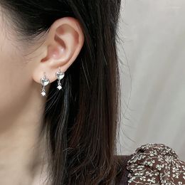 Hoop Earrings Fashion Silver Colour Glitter Heart Adjustable For Women Trendy Korean Jewellery Wholesale