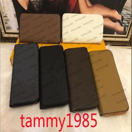 Single zipper Whole 6 Colours famous Wallets & Holders designer men women leather wallet lady ladies long style purse with oran201P