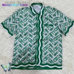 Men's T-Shirts CASABLANCA Casual Hawaiian Full Print Green Short Sleeve Shirt 020723H