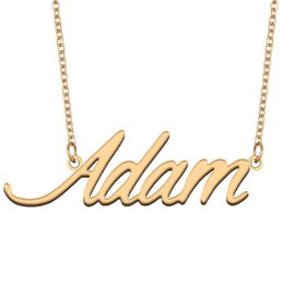 Adam Name necklace Personalized for women letter font Tag Stainless Steel Gold and Silver Customized Nameplate Necklace Jewelry