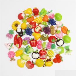 Charms 30Pcs Resin Fruit Blessing Bag Simation Accessories Diy Cream Mobile Phone Shell Material Wholesale Drop Delivery Jewellery Fin Dhzja