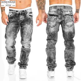 Men s Jeans High Street Fashion Men Straight Leg Boyfriend Luxury Baggy Cacual Long Denim Trousers Streetwear Vintage Wash Pants 230207