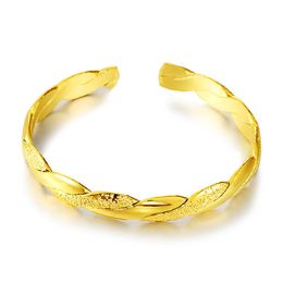 Bangle Style For Women No Fade Vietnam Alluvial Gold Wave Twist Open Bracelets Designs Jewellery