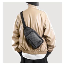 Fashion Man Messenger Bags Plaid Men Bags Shoulder Crossbody Leather Sling Bag For Male Black Single Women Backpack307q