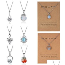 Pendant Necklaces Dogeared Necklace Make A Wish Dolphin Natural Stone Paper Card Personalized Clavicle Chain Manufacturer Wh Dhgarden Dhkhw