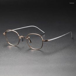 Sunglasses Frames Japan Double Color Plating Pure Titanium Small Size Square Glasses Frame KMN130 Eyeglasses Spectacle Myopia Prescription