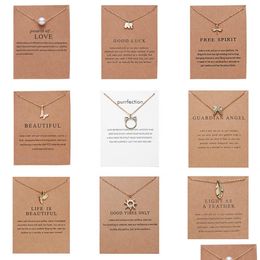 Pendant Necklaces Cr Jewellery Arrival Dogeared Necklace With Gift Card Elephant Pearl Love Wings Cross Key Zodiac Sign Compas Dhgarden Dhv6J