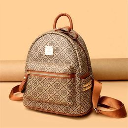 Designer handbag Store 60% Off New Korean geometric printing trend backpack Women's fashion pattern schoolbag