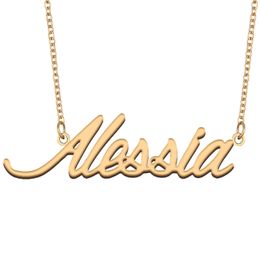 Alessia Name necklace Personalised for women letter font Tag Stainless Steel Gold and Silver Customised Nameplate Necklace Jewellery