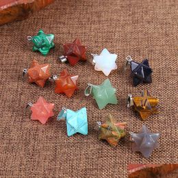 Pendant Necklaces Wholesale High Quality Mixed Crystal Agate Natural Stone Octagon Star Necklace Accessories Drop Delivery Je Dhgarden Dh2Vi