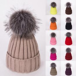 Beanies Beanie/Skull Caps Spring Pom Women Velvet Knit Thick Warm Outdoor Hat For Girls Pompom Leisure Cap Female Fur Solid Gift Korean