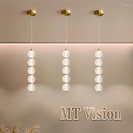 Pendant Lamps Chandelier For Living Room Full Copper Acrylic Bedside Hanging Lamp Creative Design Decorative Indoor Lighting