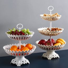 Bathroom Shelves 2/3 Tiers Large Capacity Fruit Storage Stand Home Party Food Decor Organiser Rack Dessert Cake Candy Display Shelf Holder 230207