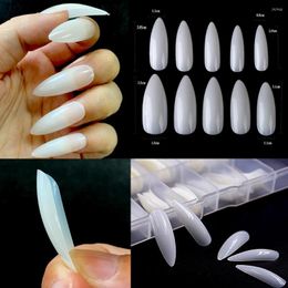 False Nails 100pcs Stiletto Full Cover Nail Tips Natural Almond Fake DIY Salon Tools Manicure Ongle Press On