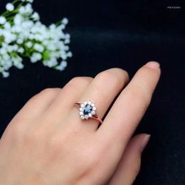 Cluster Rings Lady Ring Genuine Natural And Real Sapphire Wedding Engagement Anniversary Fine Jewellery