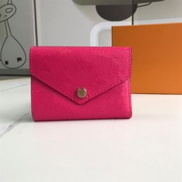 High Quality New Designers Women Handbag short Wallet Hasp 3 Fold Envelope folding Genuine Leather with box Serial Number Cute Coi263C