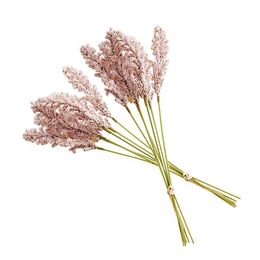 20PC Dried Flowers Wheat Artificial Flower Fake Bouquet Stalkswedding Decoration Grain Faux Bouquets Decor Lavender Drygrass Stalk Y