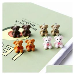 Charms 20Pcs/Lot 20X15Mm Cute Bear Matte Resin For Women Making Diy Necklace Keychain Pendant Jewelry Accessories Drop Delivery Find Dhjhf