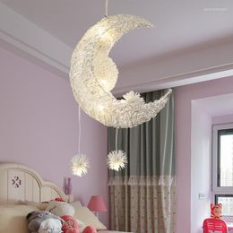 Pendant Lamps Star Moon Children's Room Lighting Creative Personality Chandelier Restaurant Bedroom Warm Ribbon Box