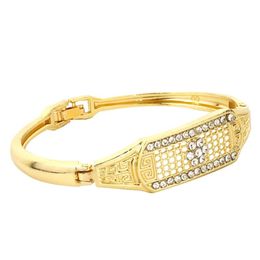Bangle Sunspicems Gold Color Algeria For Women Morocco Square Crystal Arab Ethnic Wedding Jewelry Blessing Relief