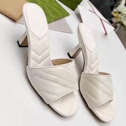 23S Summer women sandal high heel slide slipper shoes Nappa Leather Mules with Crystal Mesh luxury brand designer with box