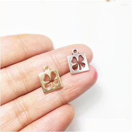 Charms Eruifa Sell 20Pcs 10Mm Nice Clover Zinc Alloy Wholesales Necklace Earring Bracelet Jewellery Diy Handmade 2 Colours Drop Deliver Dh06M