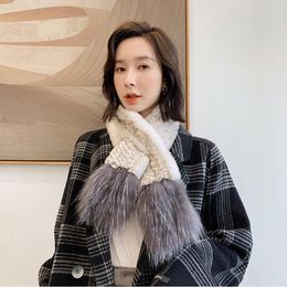 Scarves Women's Real Fur Scarf Fashion Style Muffler Silver Knitted S7704